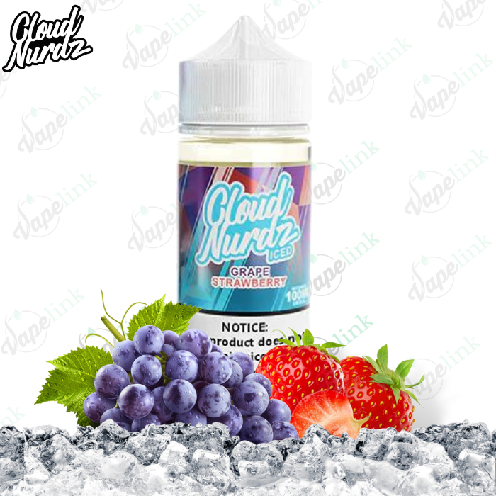 CloudNurdz-GrapeStrawberryICED-VapelinkVapeShopAustralia.png Cloud Nurdz | ICED | Grape Strawberry ICED 100ml - Image 1