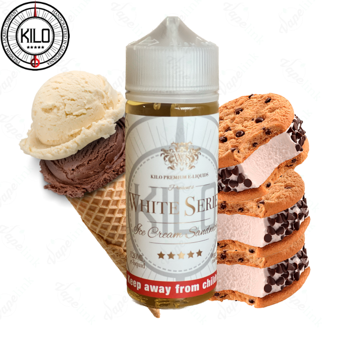 KiloWhiteSeries-IceCreamSandwich120mlvapelink.com_.au_.png Kilo | White Series | Ice Cream Sandwich 120ml - Image 1